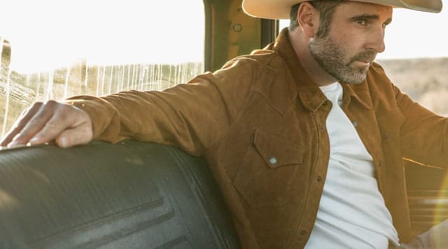 Goat Suede Jacket in a truck