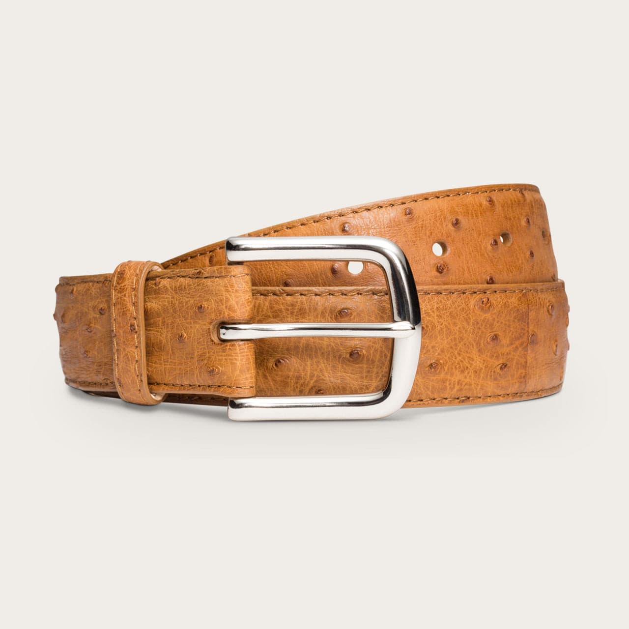 Men's Ostrich Skin Belt - Handmade Full Quill Leather Belts | Tecovas