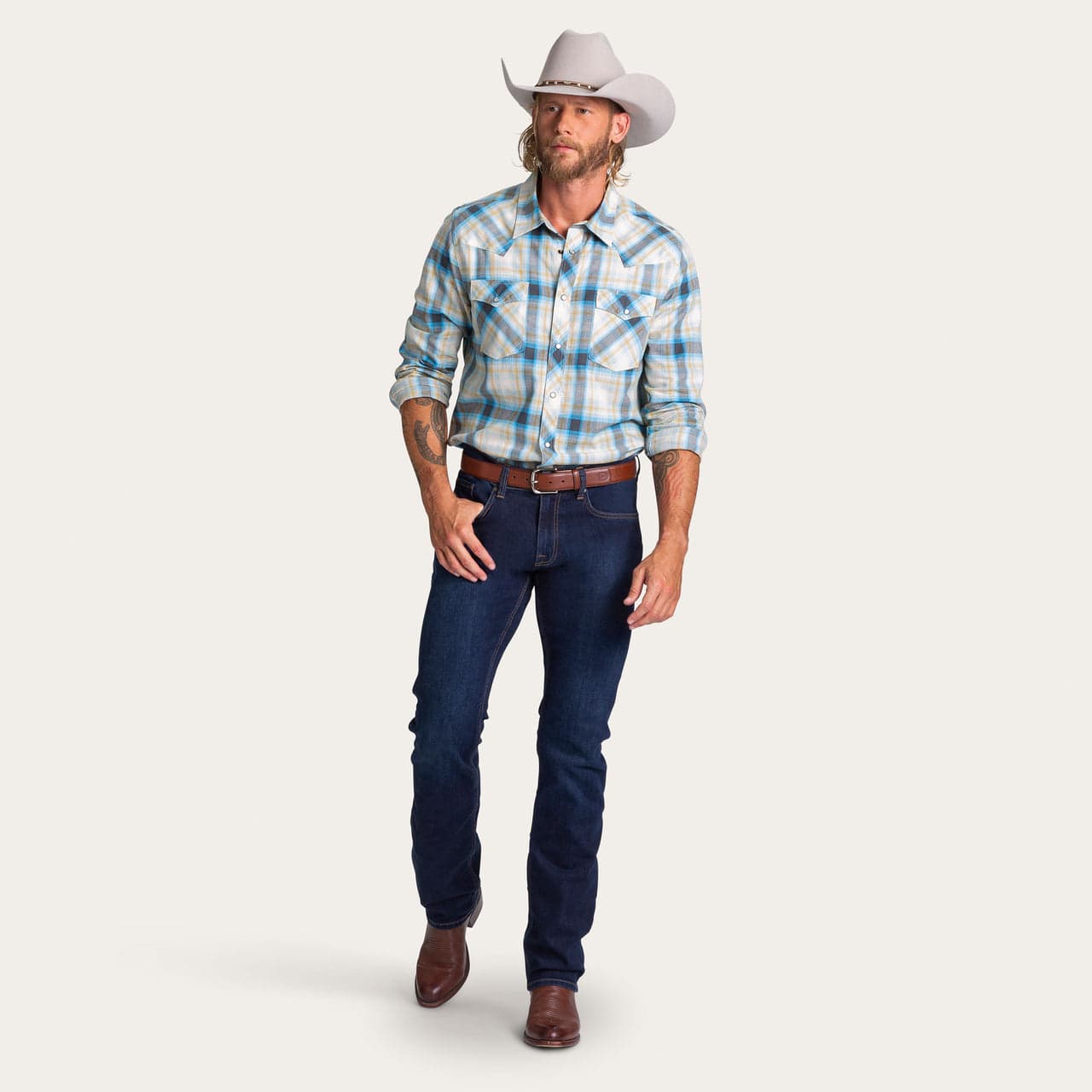 Golden Blue Plaid