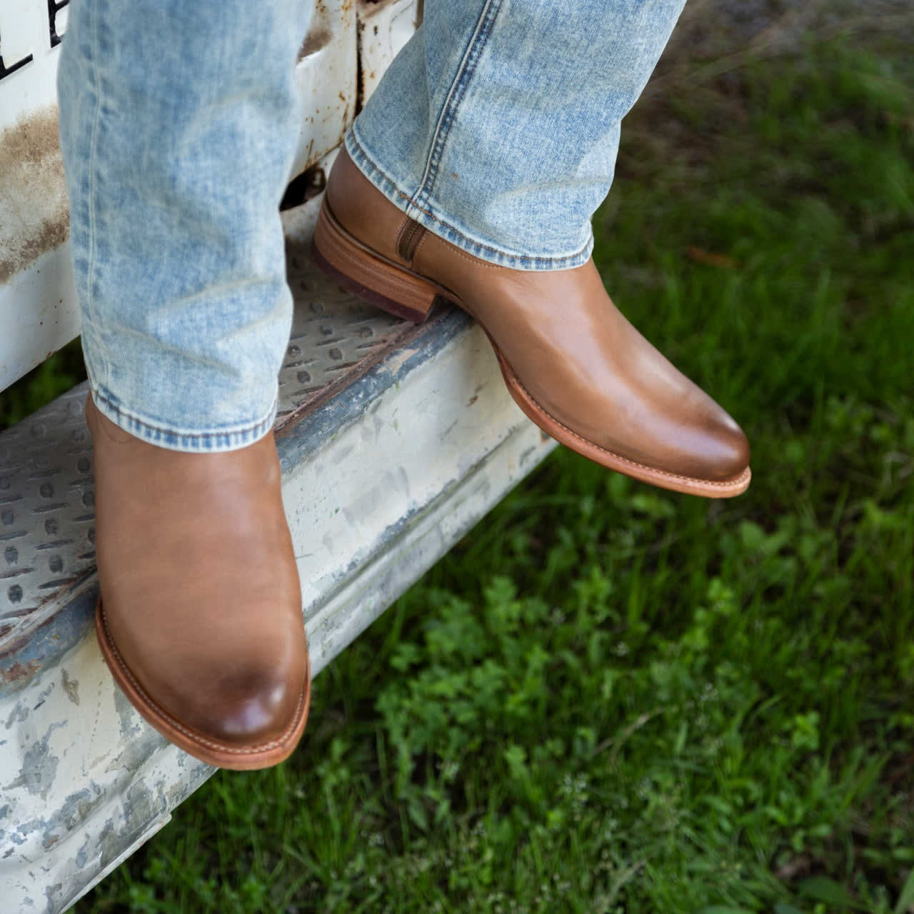Men's Zipper Cowboy Boots - Leather Side Zip-Up Boot | The Dean