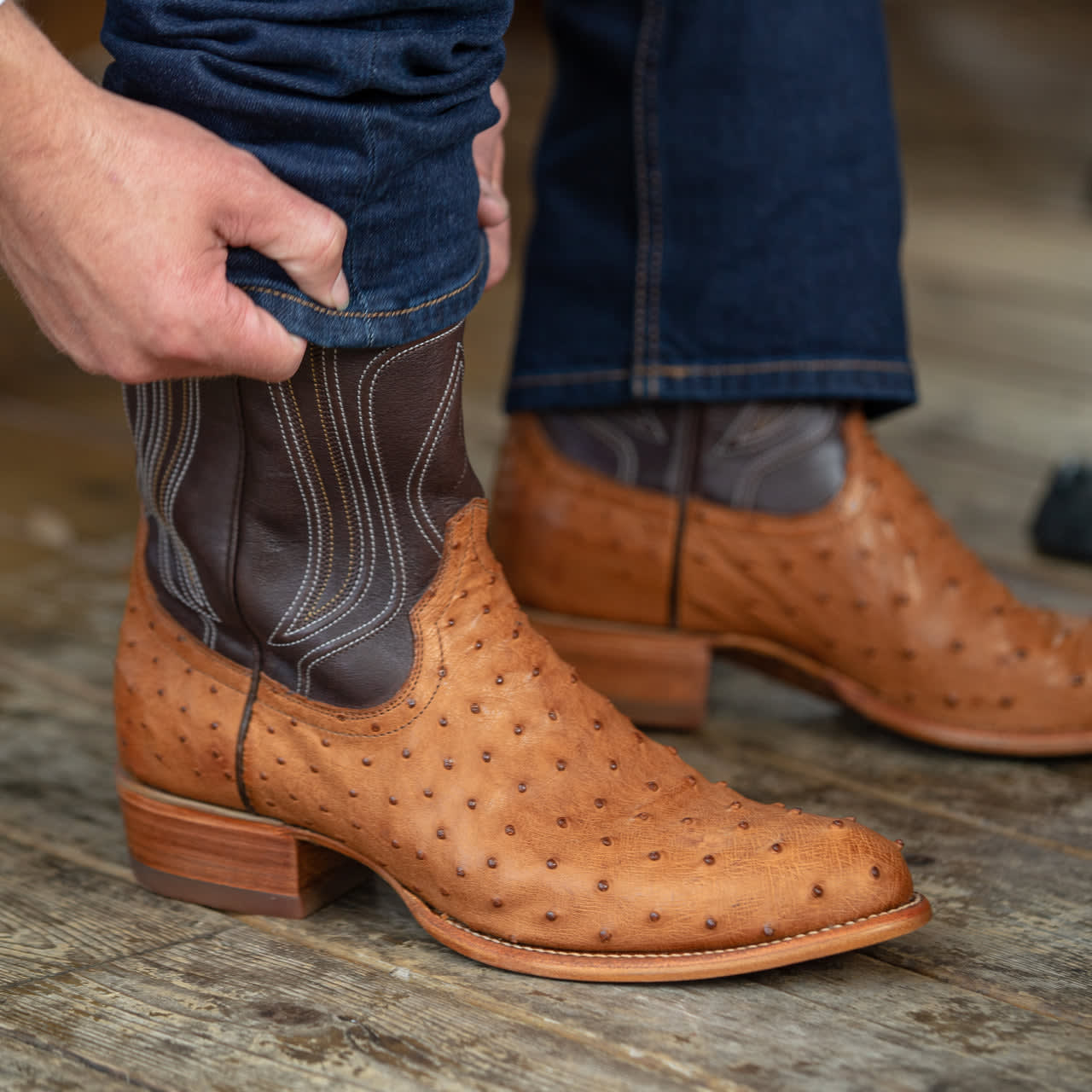 Ostrich Skin Cowboy Boots - Full Quill Ostrich Boot | The Wyatt